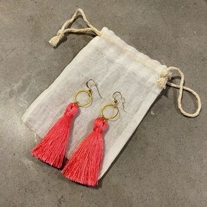 Hot Pink Tassle Dangle Earrings